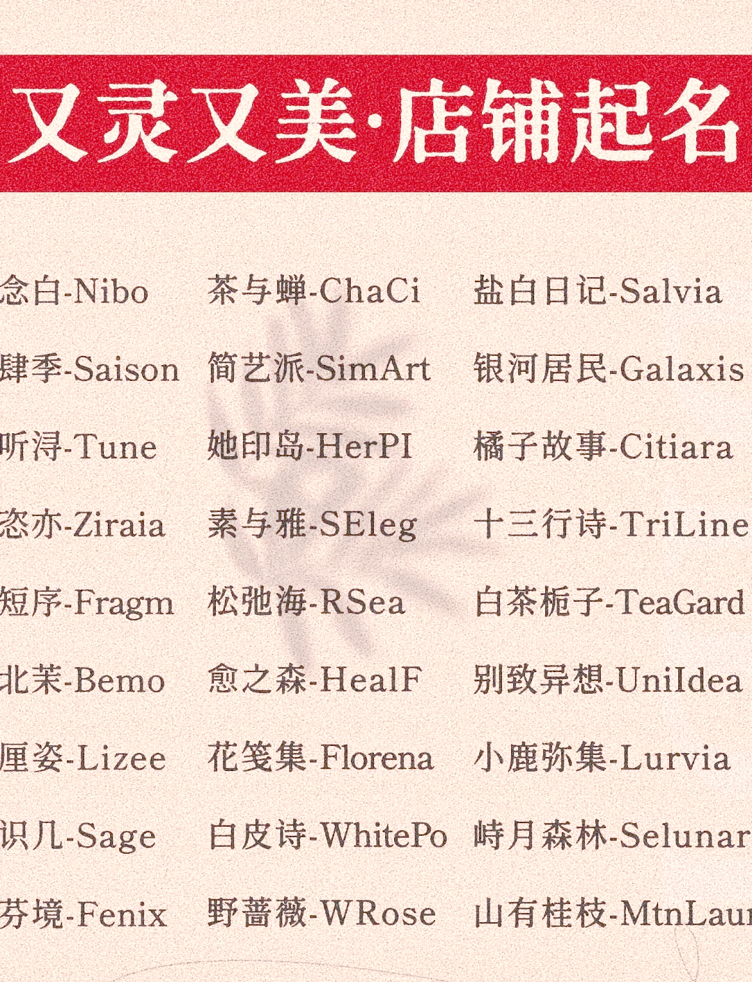 店铺起名字