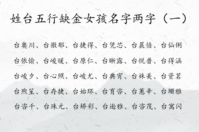 五行属金适合女孩字